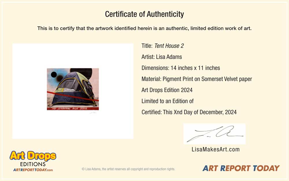 Lisa Adams: 'Tent House 2' Art Drop Print Editions