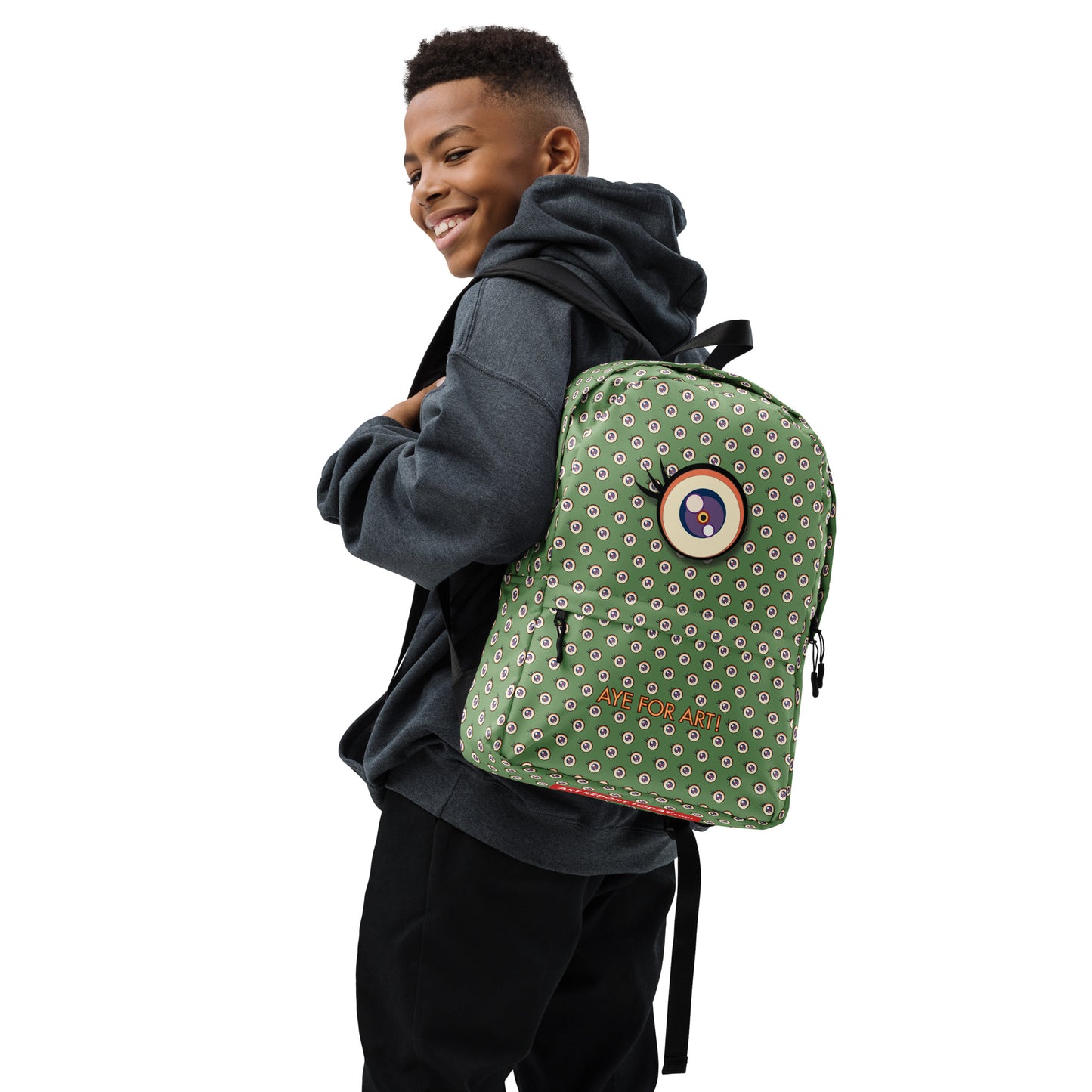 Aye For Art! Print Backpack, Green