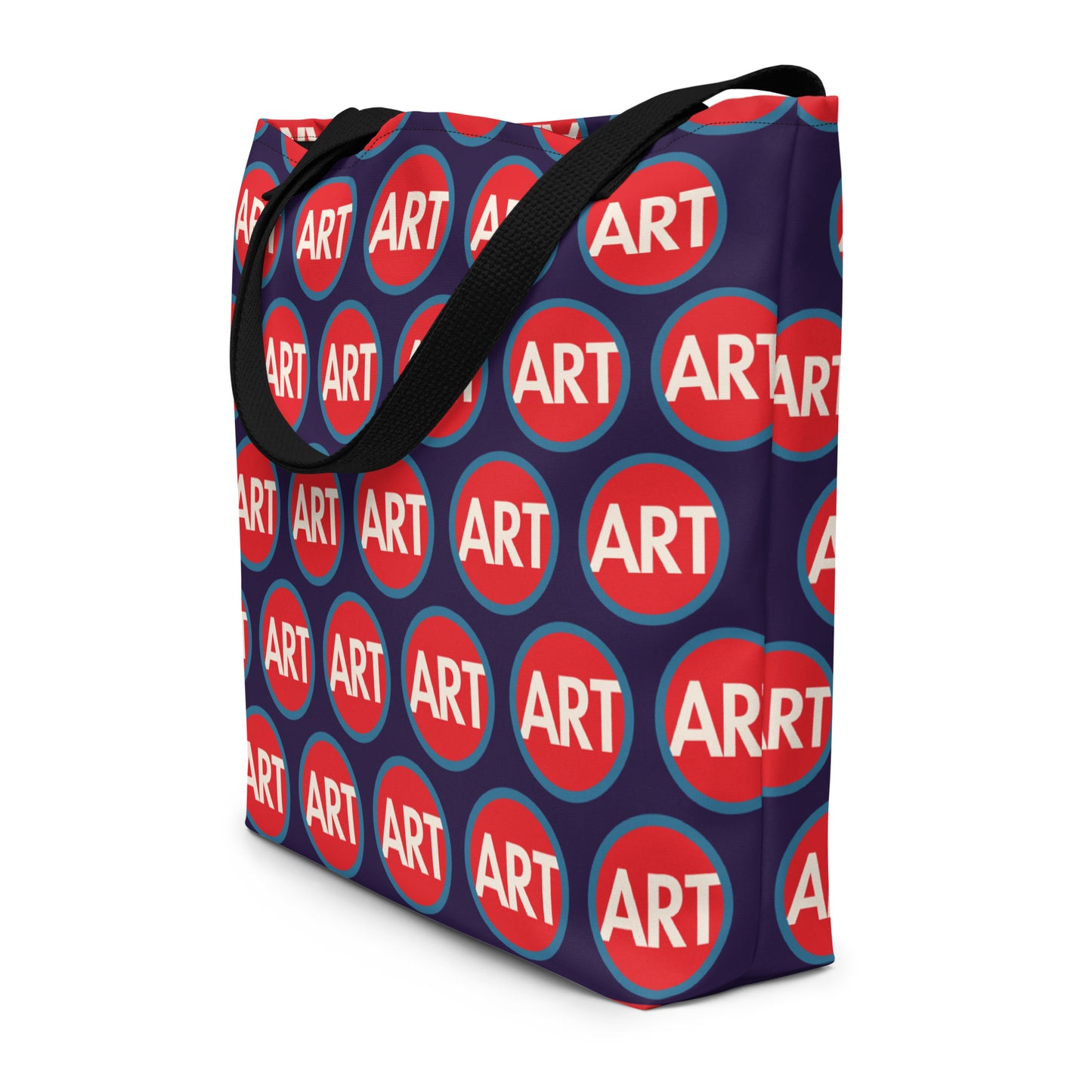 CircleArt Print (Red, White & Blue) Large Deep Blue Tote Bag