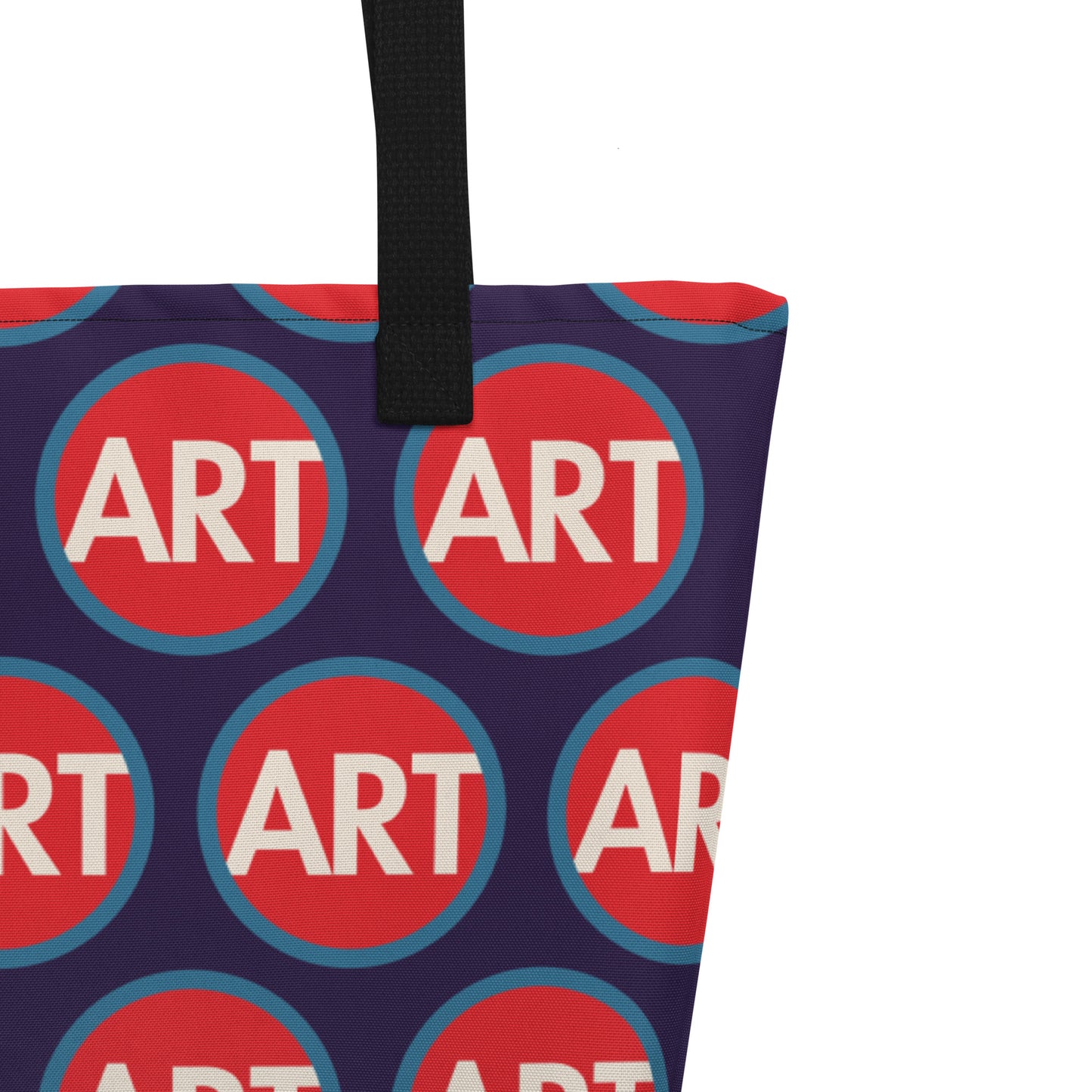 CircleArt Print (Red, White & Blue) Large Deep Blue Tote Bag