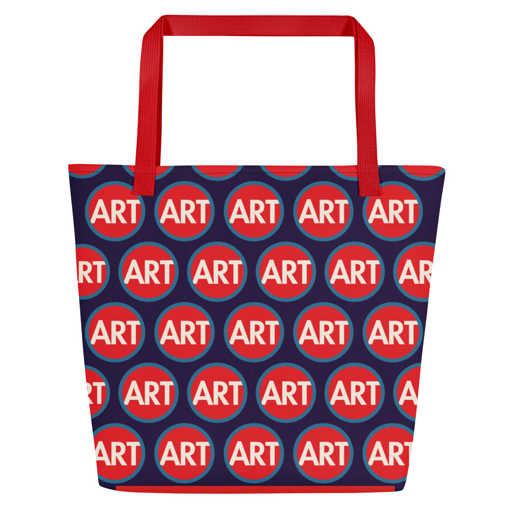 CircleArt Print (Red, White & Blue) Large Deep Blue Tote Bag