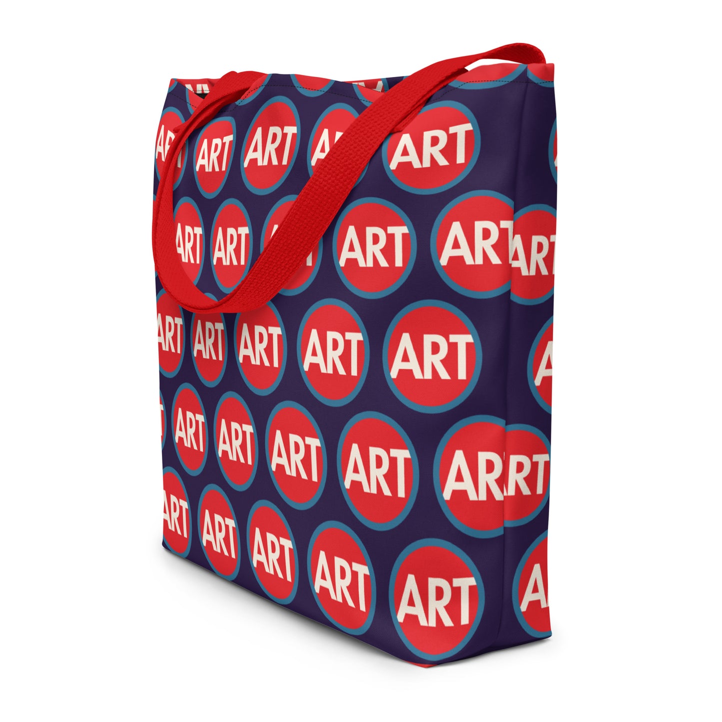 CircleArt Print (Red, White & Blue) Large Deep Blue Tote Bag