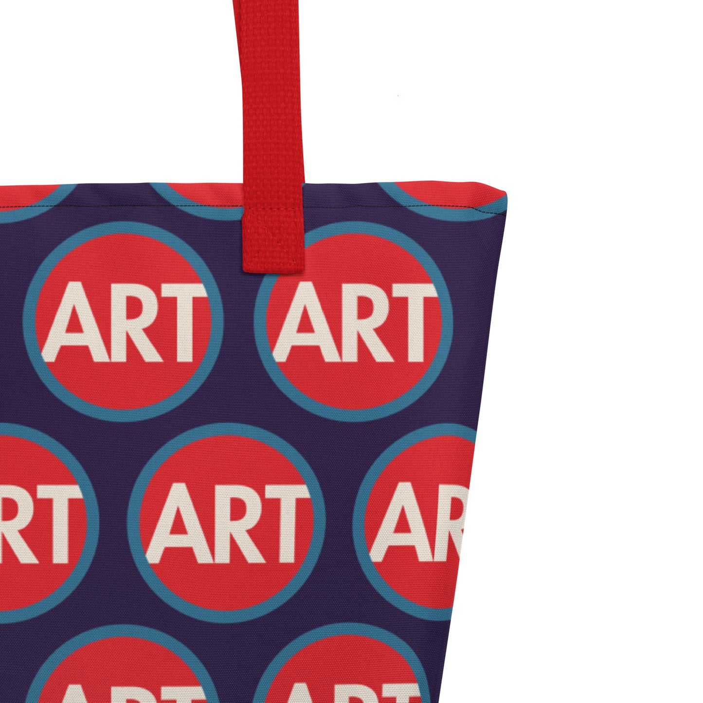 CircleArt Print (Red, White & Blue) Large Deep Blue Tote Bag