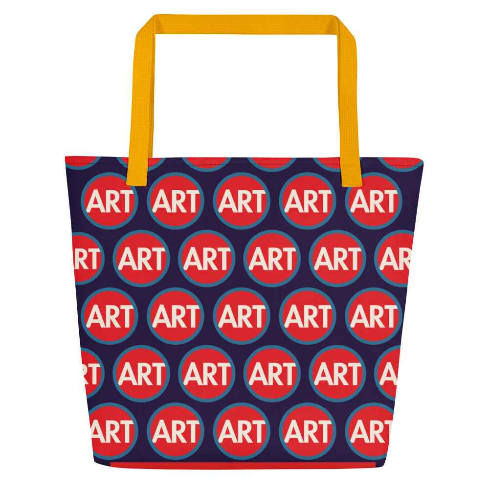 CircleArt Print (Red, White & Blue) Large Deep Blue Tote Bag
