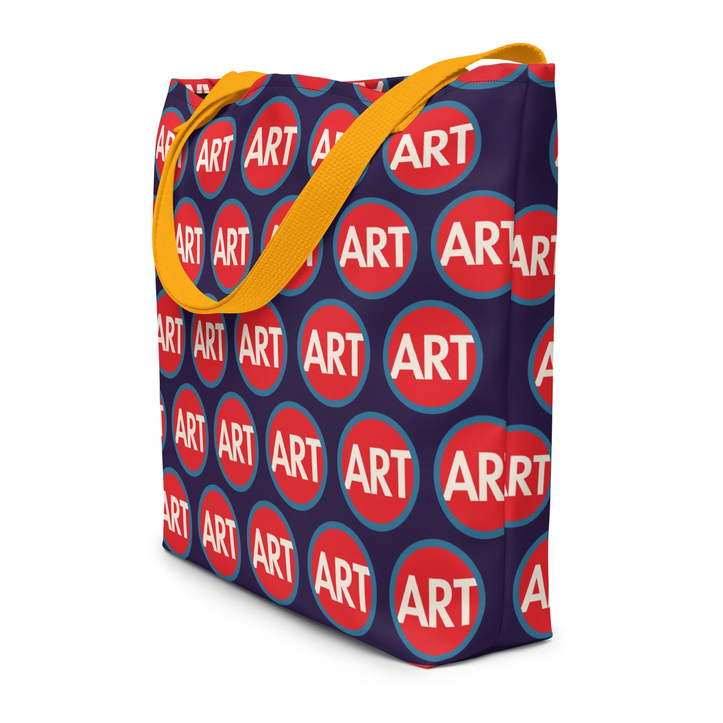 CircleArt Print (Red, White & Blue) Large Deep Blue Tote Bag