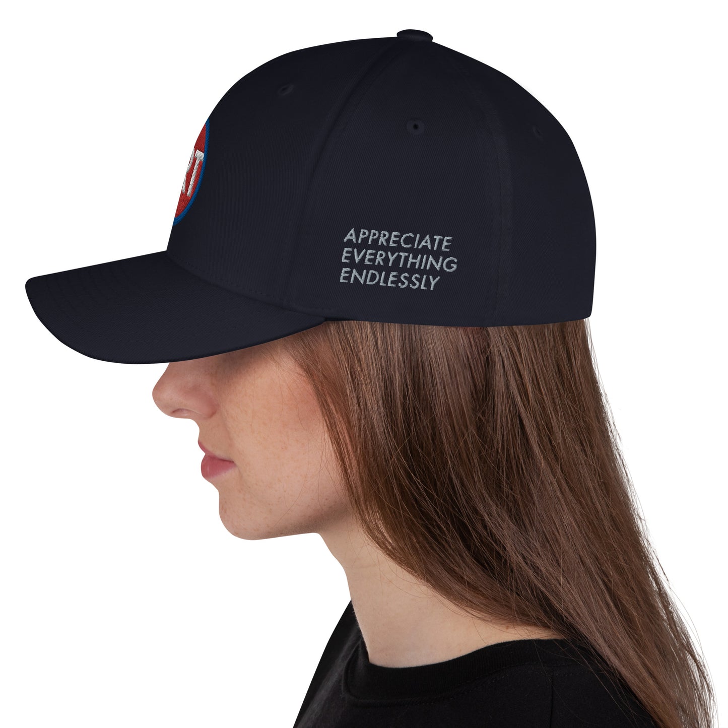 'Appreciate Everything Endlessly' CircleArt (Red, White & Blue) Structured Twill Cap