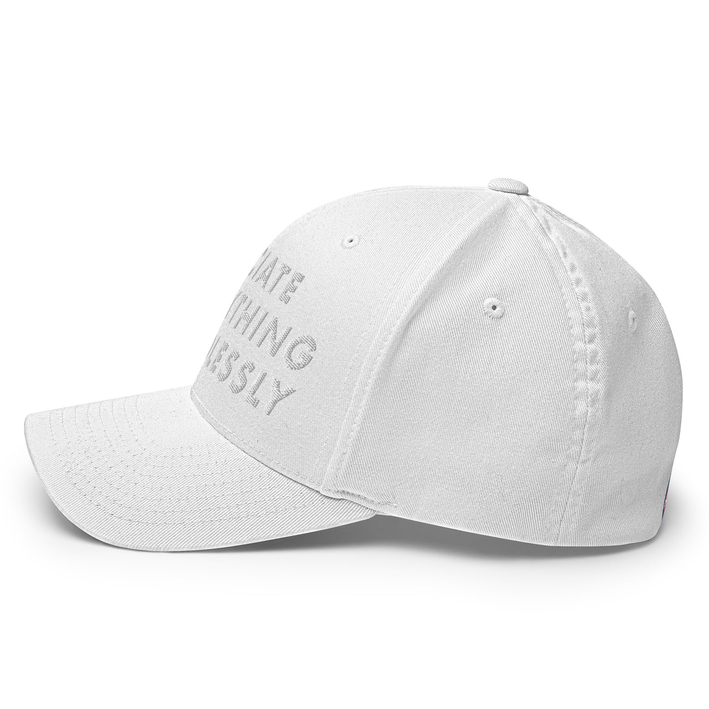 'Appreciate Everything Endlessly' 3-D Puff Embroidery, Monochromatic Embroidered Cap, White