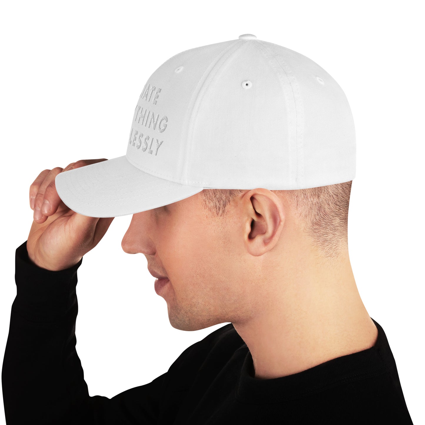 'Appreciate Everything Endlessly' 3-D Puff Embroidery, Monochromatic Embroidered Cap, White