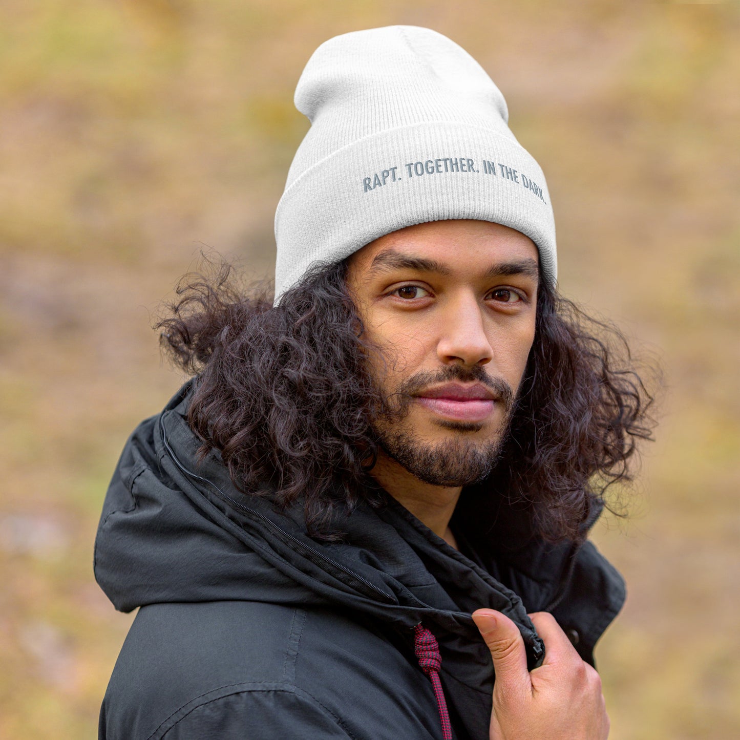 Rapt. Together. In the Dark. Embroidered Cuffed Beanie