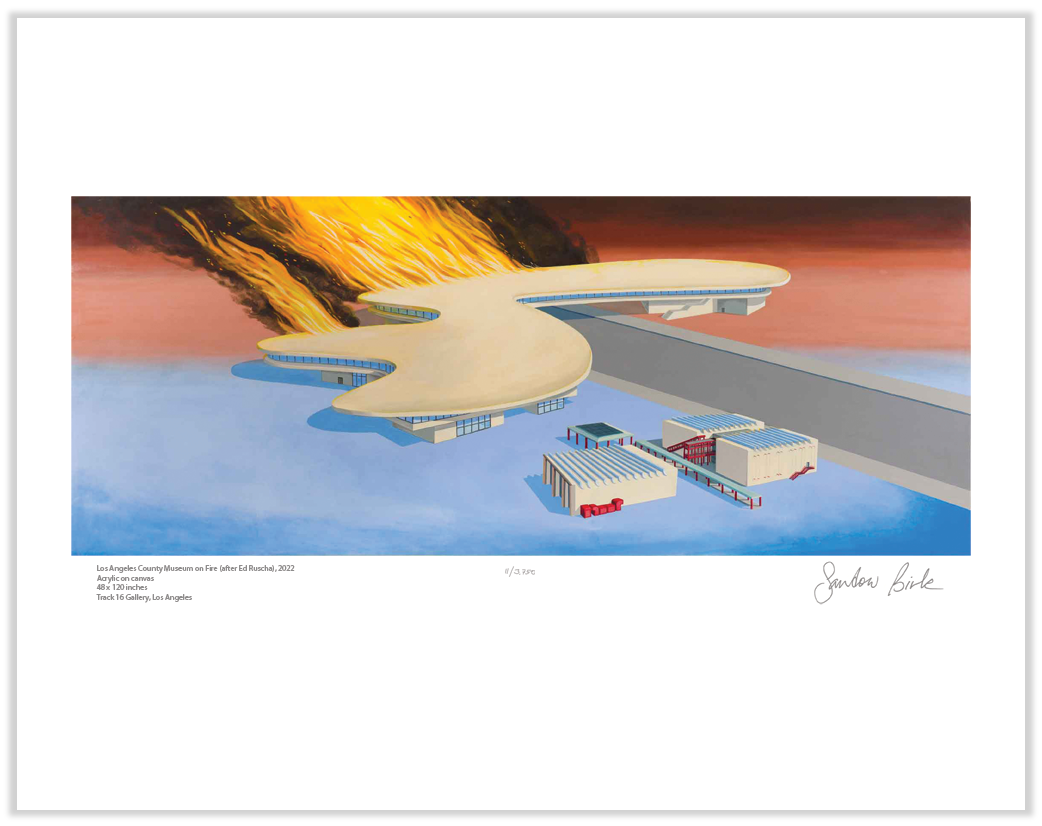 Sandow Birk, 'Los Angeles County Museum on Fire (after Ed Ruscha)'