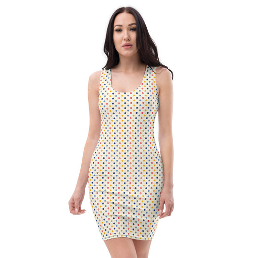 CircleArt Polka Dot Print Silhouette Dress, White