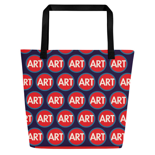 CircleArt Print (Red, White & Blue) Large Deep Blue Tote Bag