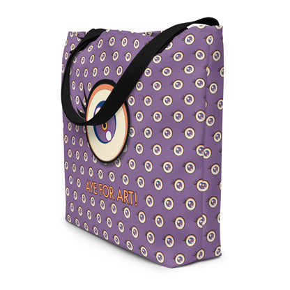 Aye for Art! Print Large Tote Bag, Purple