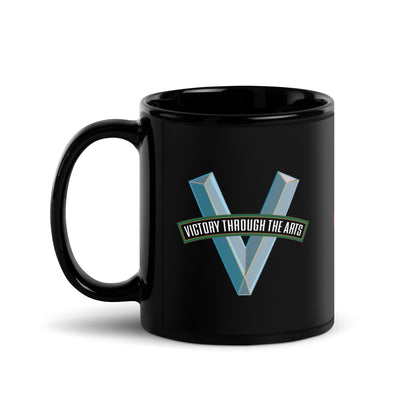 Victory Through the Arts! Black Glossy Mug