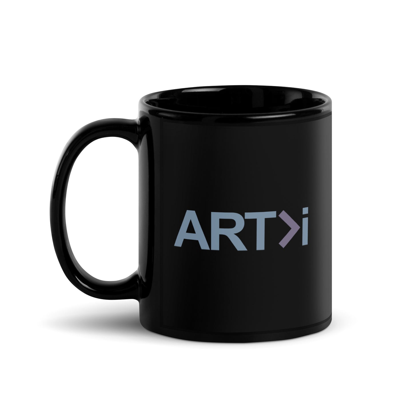 ART>i (Subtle Logo) Black Glossy Ceramic Mug (Art is Greater Than i)