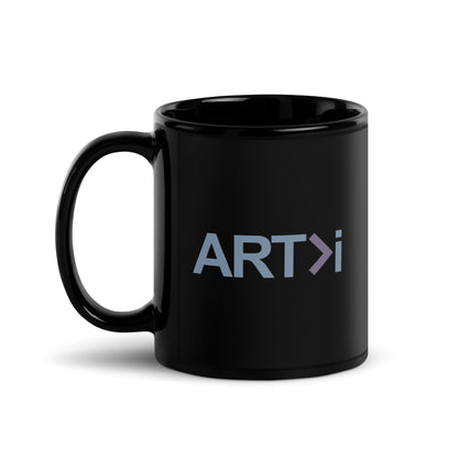 ART>i (Subtle Logo) Black Glossy Ceramic Mug (Art is Greater Than i)