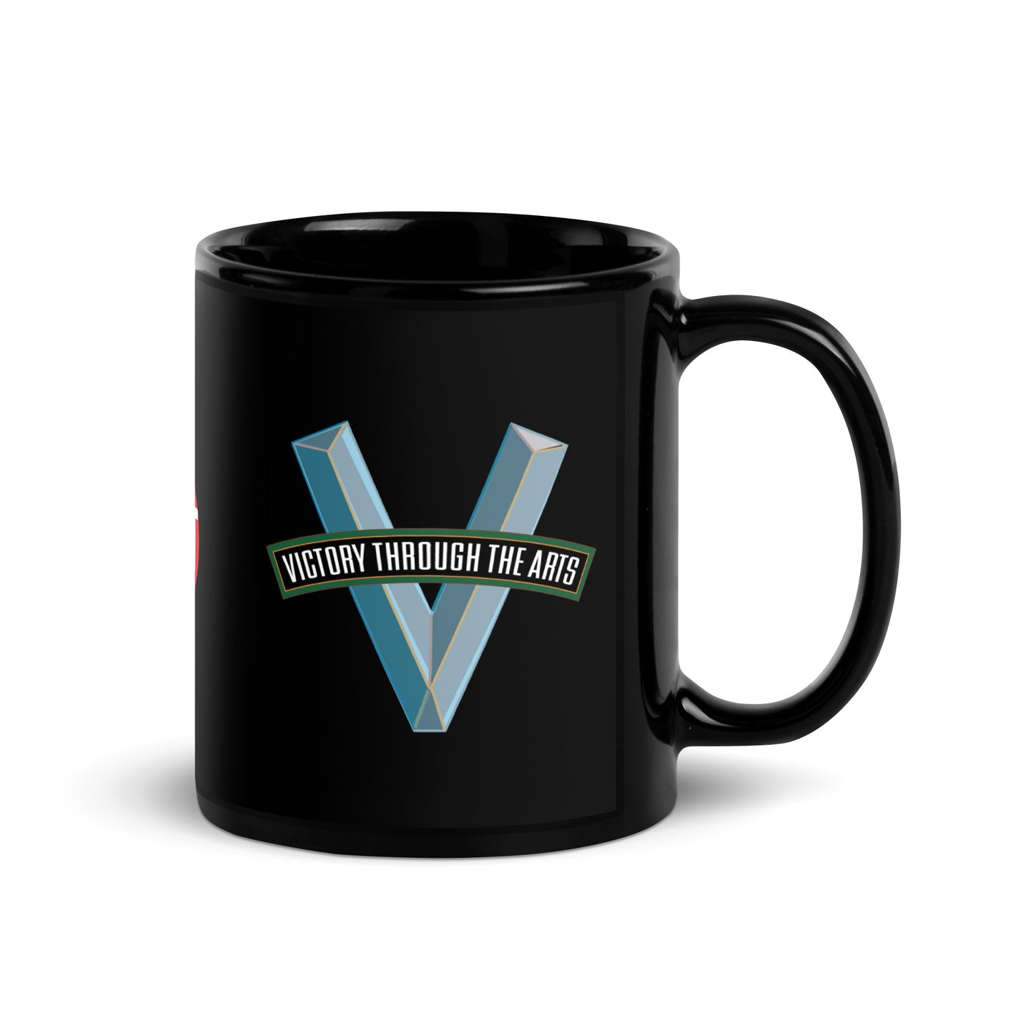 Victory Through the Arts! Black Glossy Mug