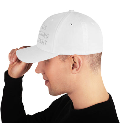 'Appreciate Everything Endlessly' 3-D Monochromatic Embroidered Cap, White