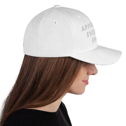 'Appreciate Everything Endlessly' 3-D Monochromatic Embroidered Cap, White