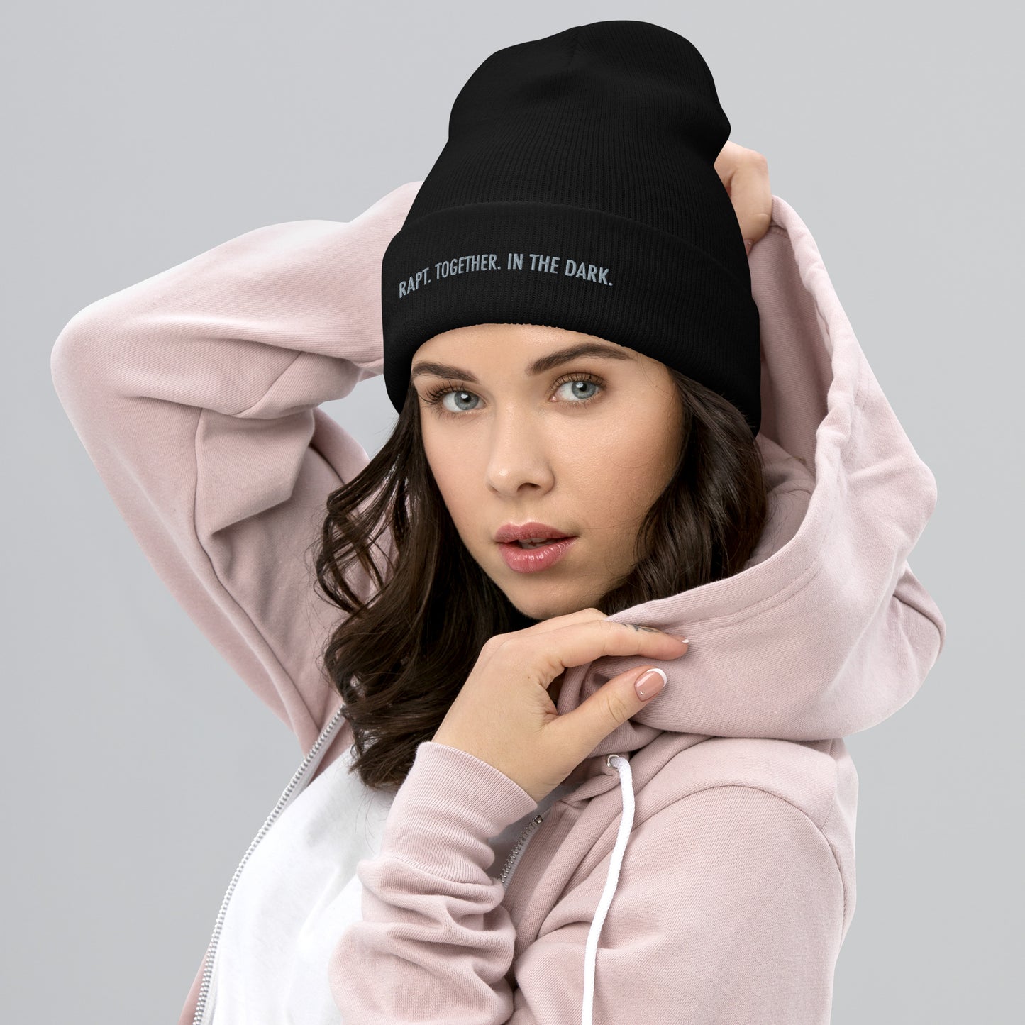 Rapt. Together. In the Dark. Embroidered Cuffed Beanie