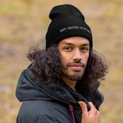 Rapt. Together. In the Dark. Embroidered Cuffed Beanie