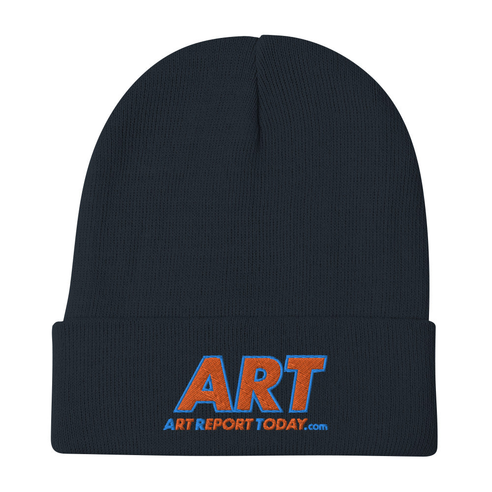 Knitted 12" Beanie with Embroidered ART