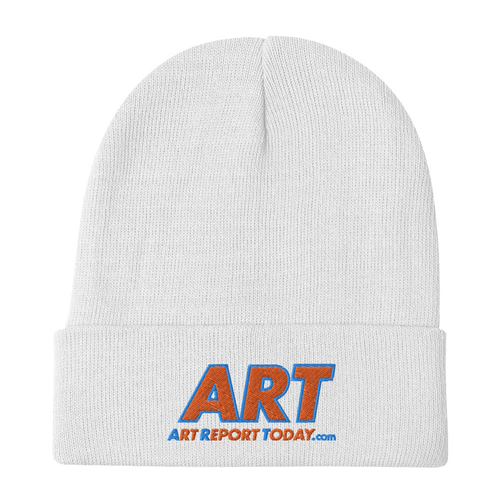 Knitted 12" Beanie with Embroidered ART