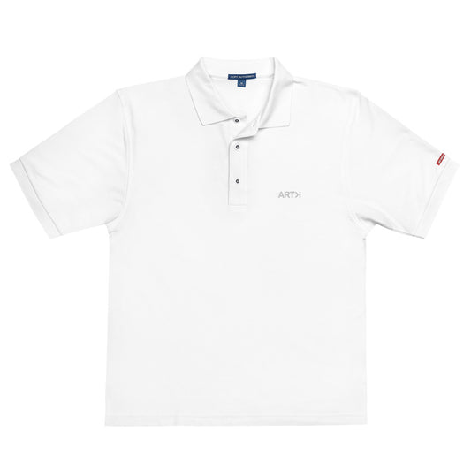 Men's Monochromatic Premium Polo, ART>i, White Embroidery on White