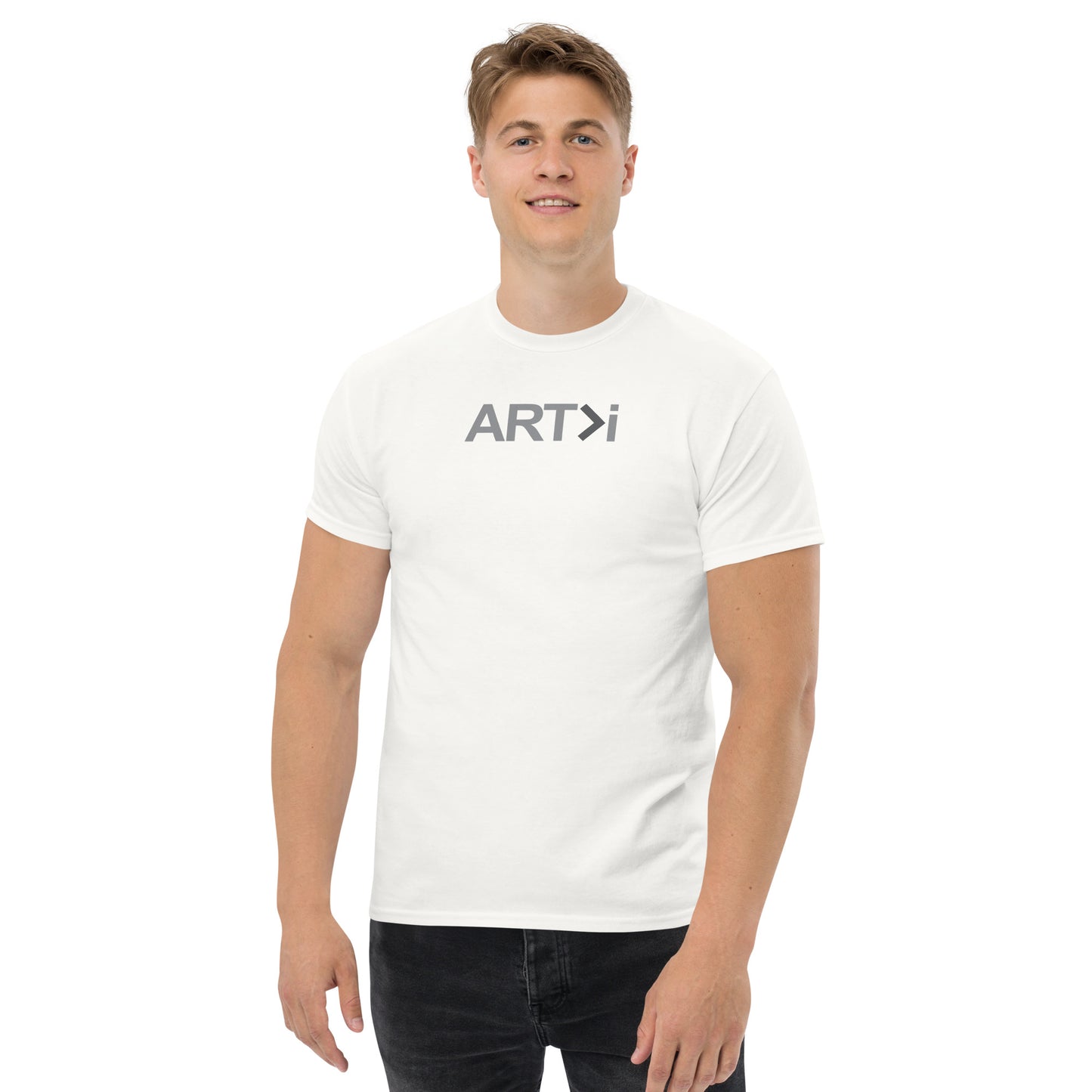 ART>i (Grey Logo) Classic Heavyweight Tee, 'Art Is Greater Than i'