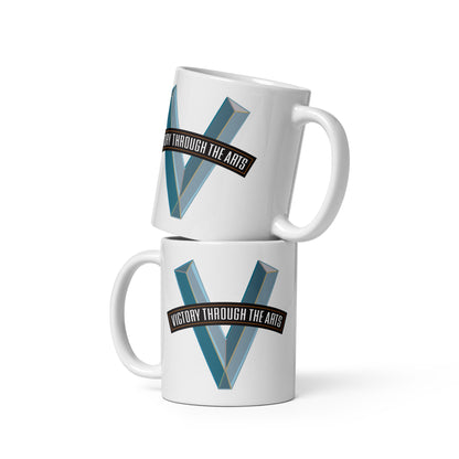 Victory Through the Arts! White Glossy Mug