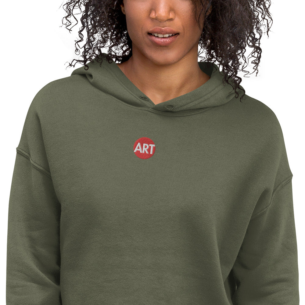 Cropped Fleece Hoodie with Embroidered CircleART