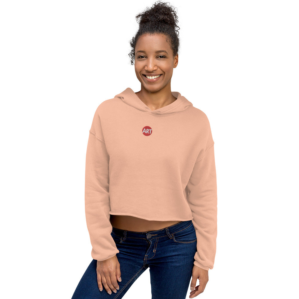 Cropped Fleece Hoodie with Embroidered CircleART