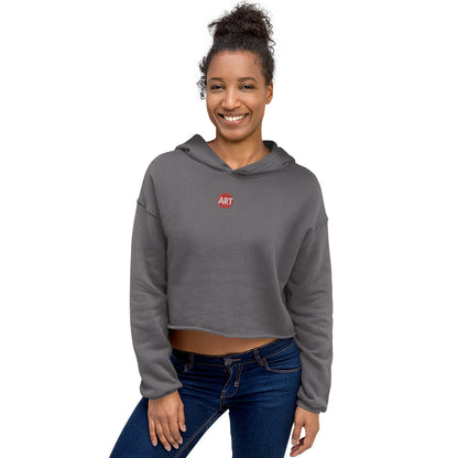 Cropped Fleece Hoodie with Embroidered CircleART